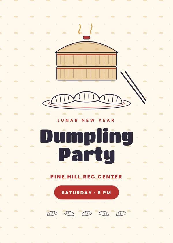 Steamer Basket — Dumpling Party New Year's invitation