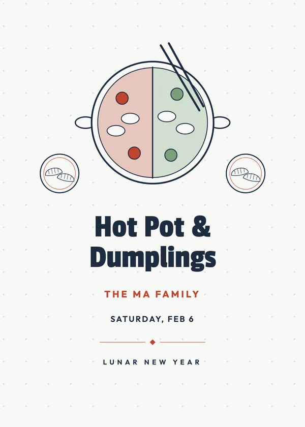 Hot Pot Night — Dumpling Party New Year's invitation