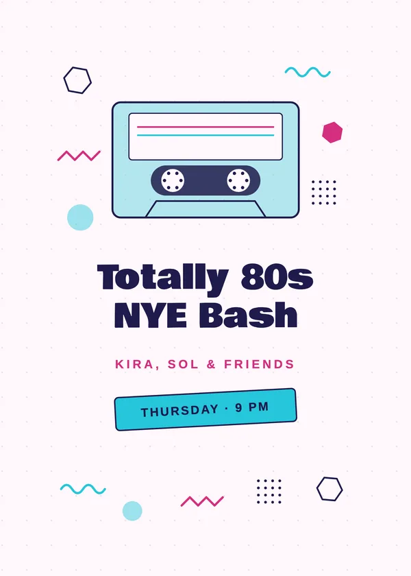 Totally 80s — Disco & Decades New Year's invitation