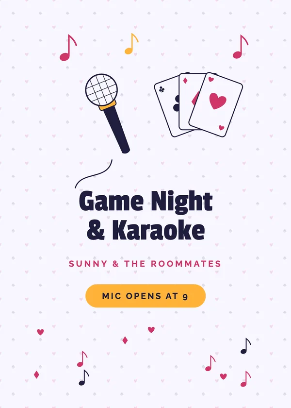 Karaoke & Cards — Game Night New Year's invitation