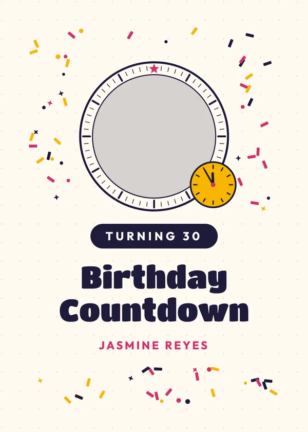 Birthday Countdown — New Year's Eve Birthday New Year's invitation with a photo window