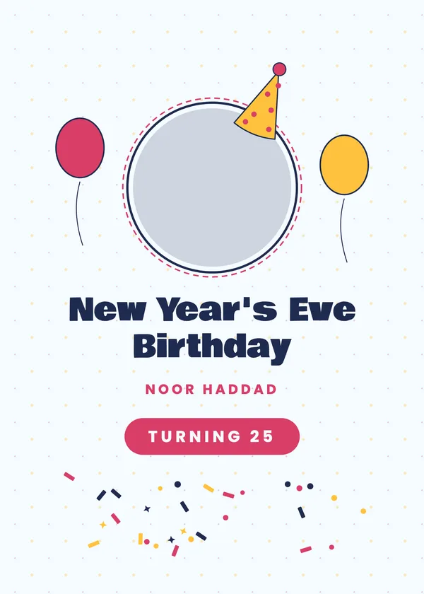 Party Hat Photo — New Year's Eve Birthday New Year's invitation with a photo window