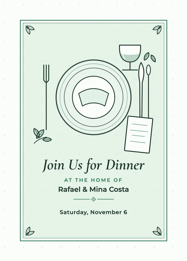 Join Us for Dinner — Dinner Party party invitation