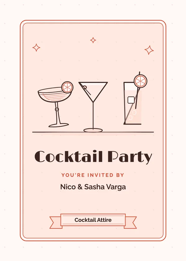Three Cocktails — Cocktail Party party invitation