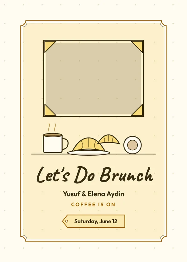 Let's Do Brunch — Brunch & Mimosas party invitation with a photo window