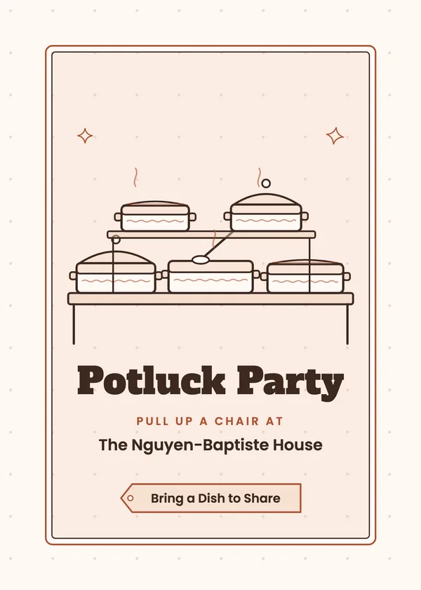 Potluck Party — Potluck party invitation