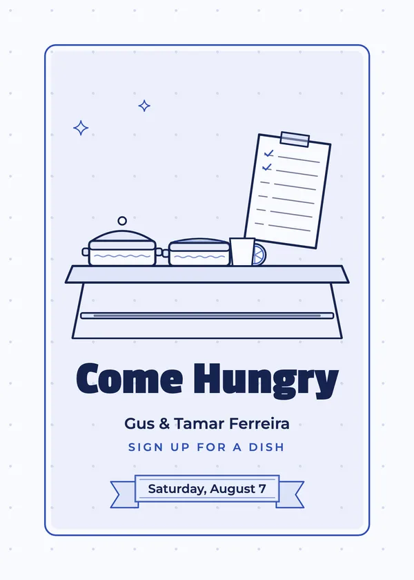 Come Hungry — Potluck party invitation