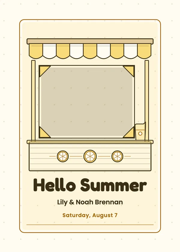 Hello Summer — Summer Bash party invitation with a photo window
