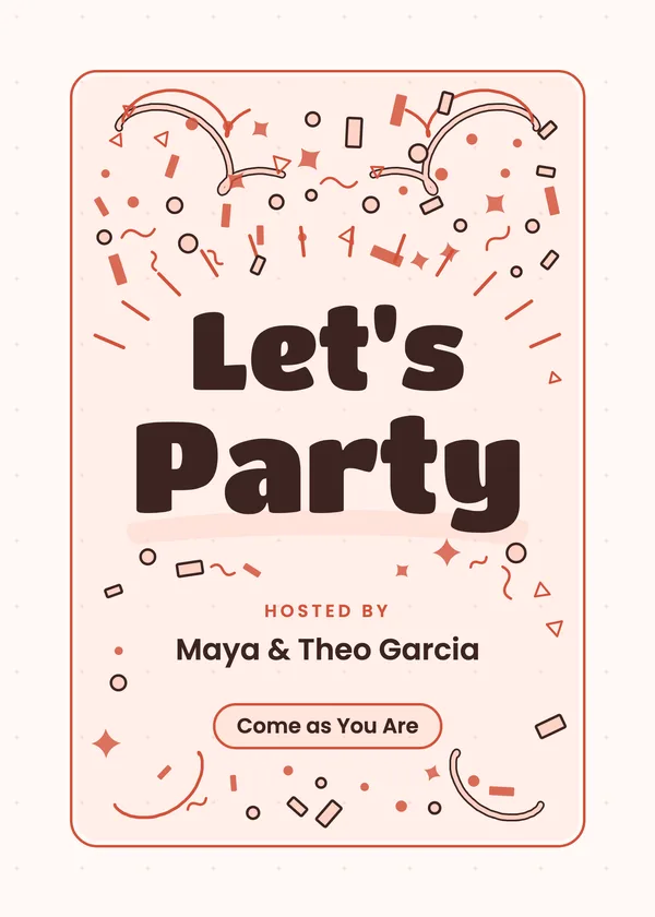 Let's Party — just because party invitation