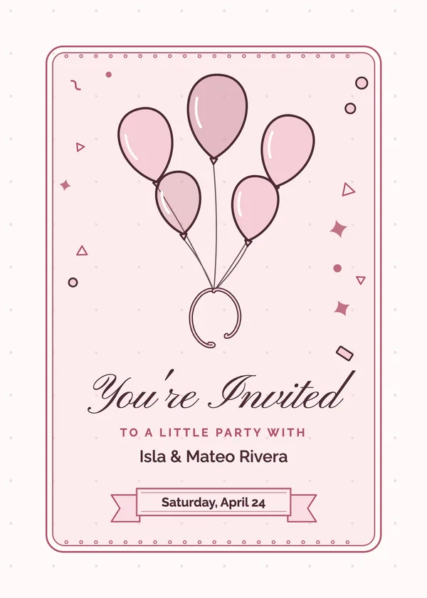 Balloon Cluster — Confetti & Balloons party invitation