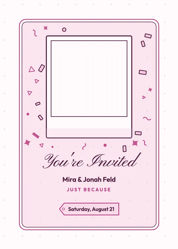 Instant Photo — Photo Party party invitation with a photo window