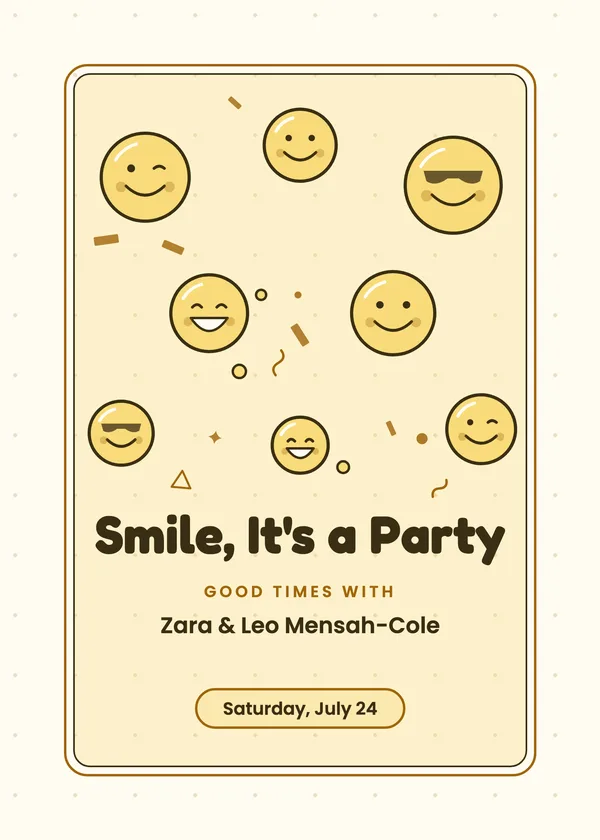 Smiley Scatter — Smiley Faces & Emoji party invitation