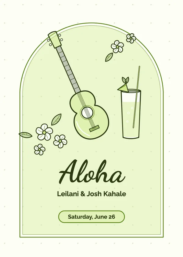 Aloha — Luau & Tiki party invitation