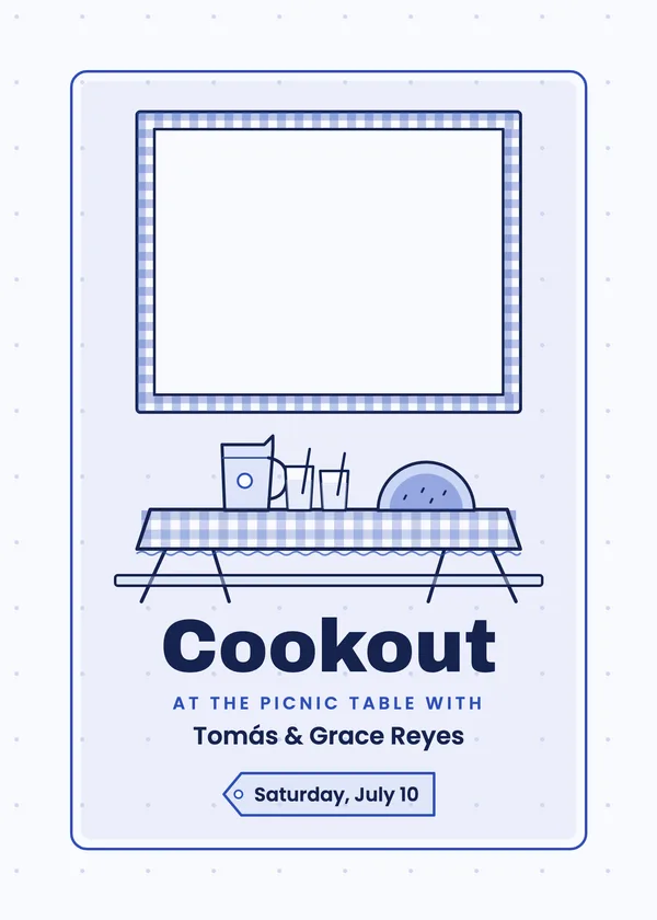Cookout — BBQ & Cookout party invitation with a photo window