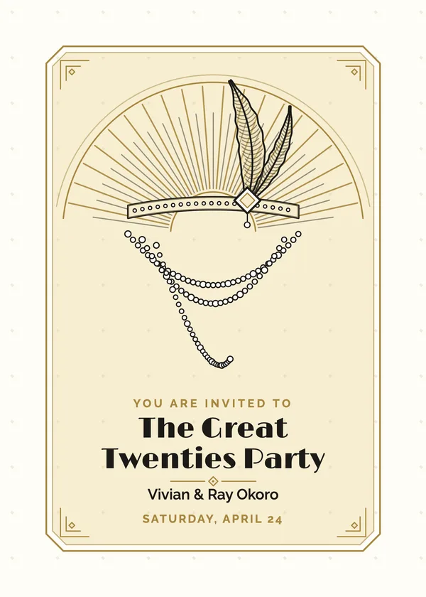 The Great Twenties — Roaring Twenties party invitation