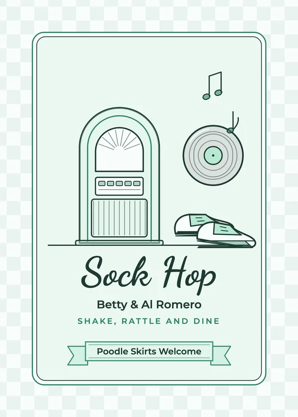 Sock Hop — Sock Hop & Sixties party invitation