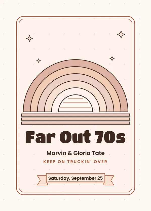Far Out 70s — 70s Disco party invitation