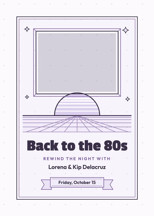 Back to the 80s — 80s Party party invitation with a photo window