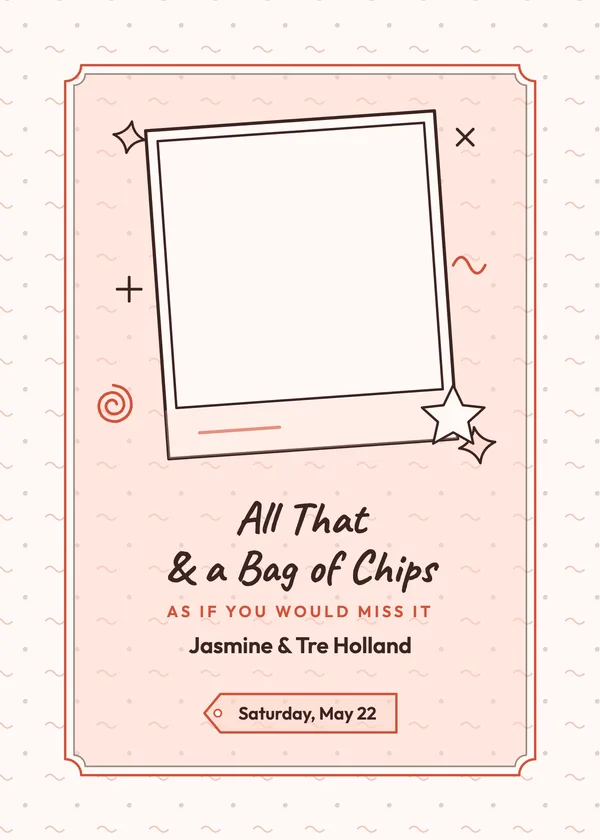 All That & a Bag of Chips — 90s Party party invitation with a photo window