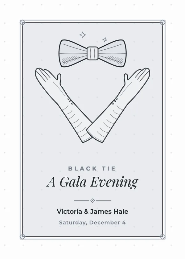 Bow Tie & Gloves — Black Tie Gala party invitation