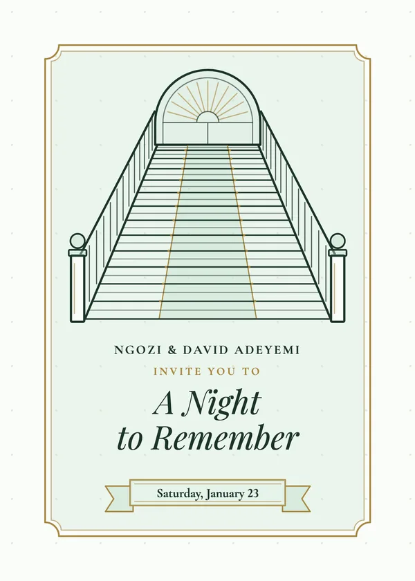 Grand Staircase — Black Tie Gala party invitation