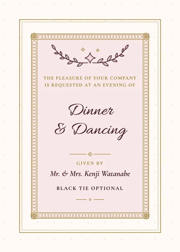 Formal Card — Black Tie Gala party invitation