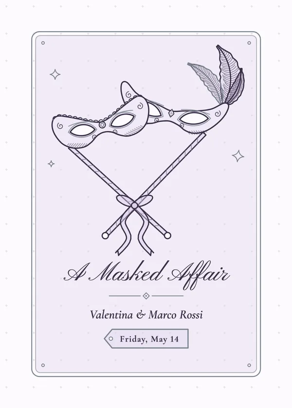 Crossed Masks — Masquerade Ball party invitation