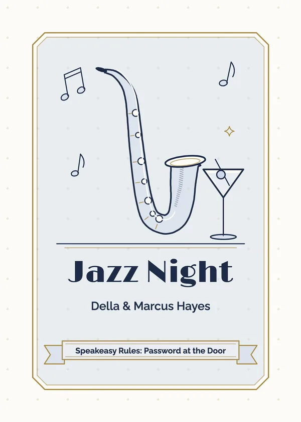 Jazz Night — Supper Club & Jazz Night party invitation