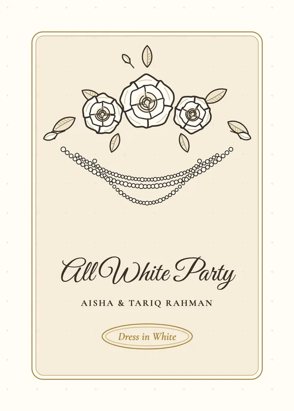 Roses & Pearls — All White Party party invitation