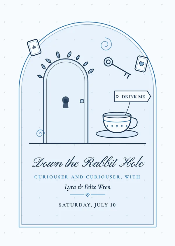 Down the Rabbit Hole — Tea Party & Mad Hatter party invitation