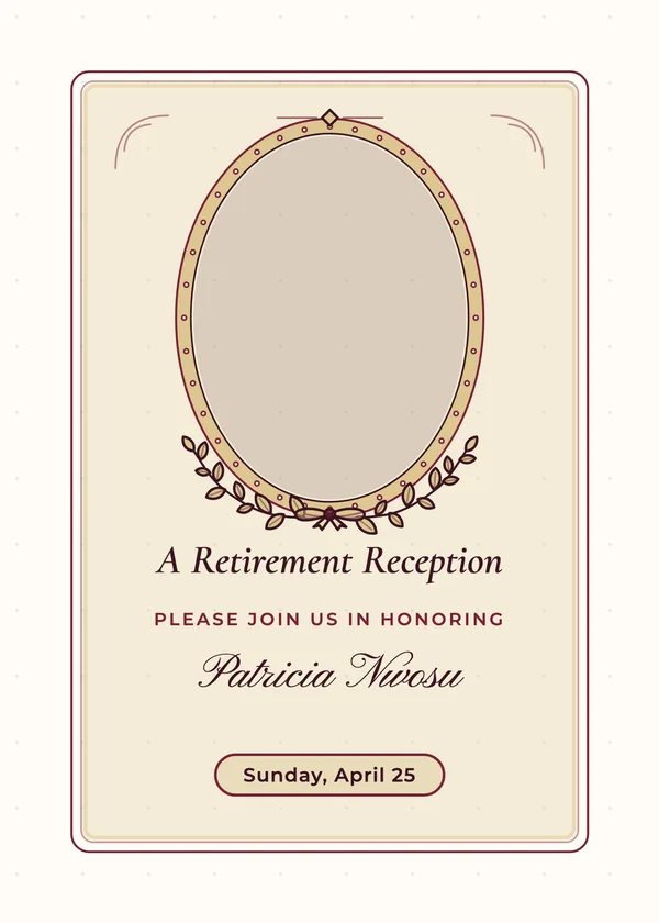 Oval Portrait Reception — Formal Ceremony & Reception retirement invitation with a photo window
