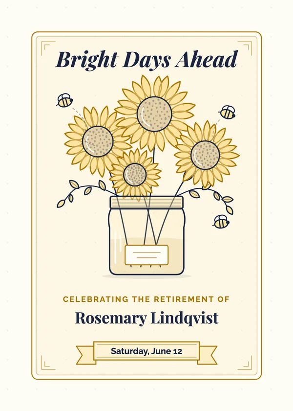 Bright Days Ahead — Floral & Sunflower retirement invitation