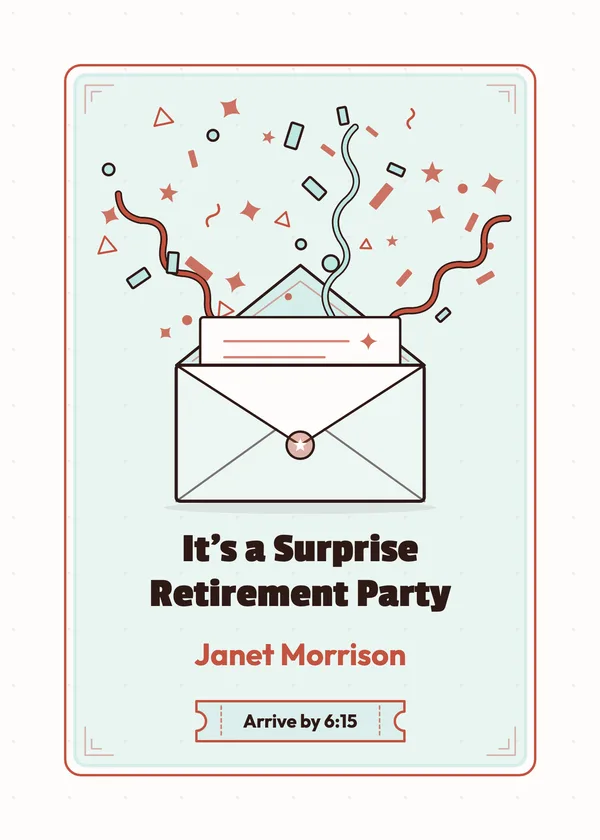 Envelope Burst — Surprise retirement invitation