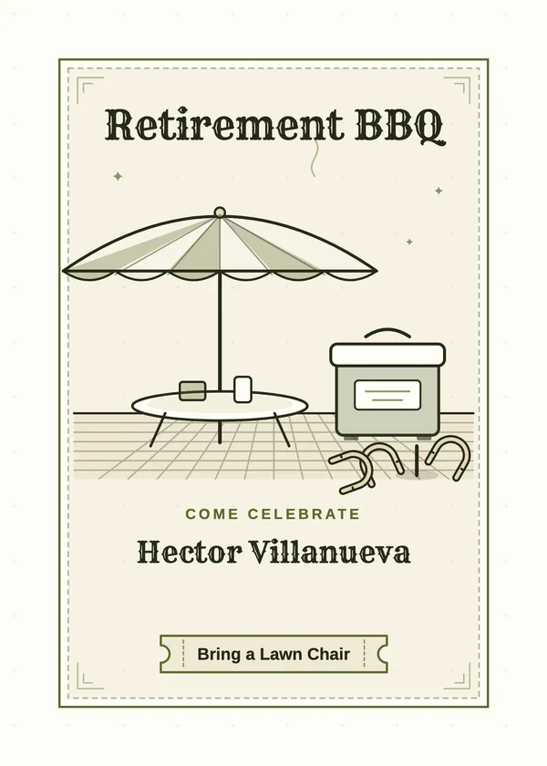 Retirement BBQ — Backyard Cookout & BBQ retirement invitation