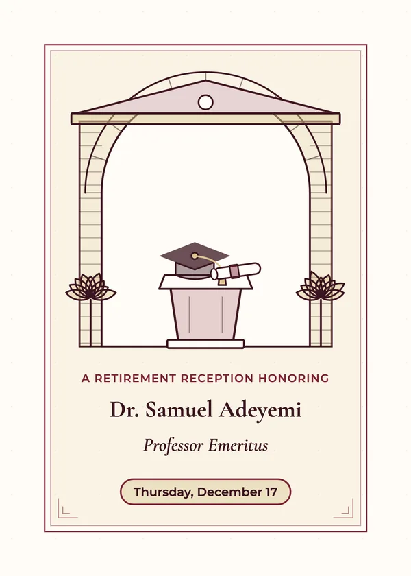 Professor Emeritus — School Staff & University retirement invitation