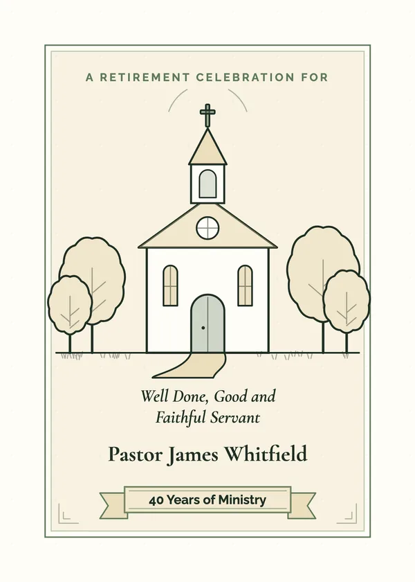 Well Done — Pastor & Church retirement invitation