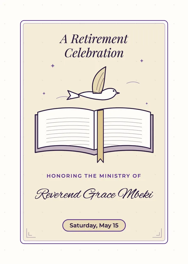 Open Bible & Dove — Pastor & Church retirement invitation