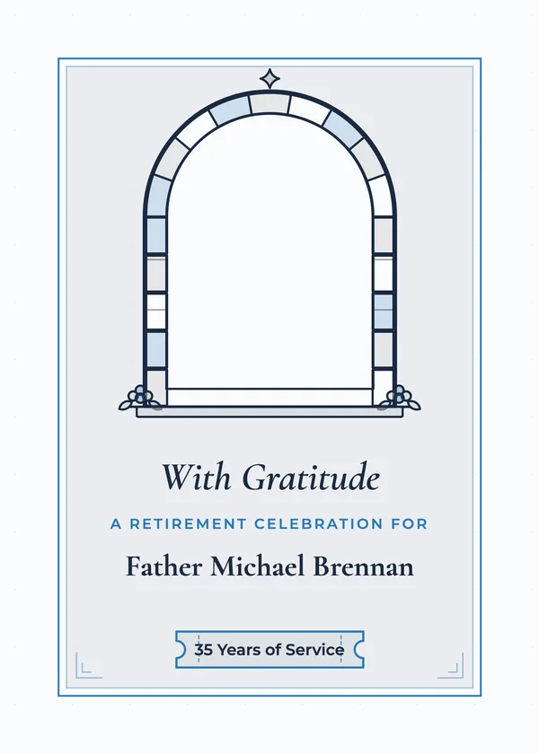 With Gratitude — Pastor & Church retirement invitation with a photo window