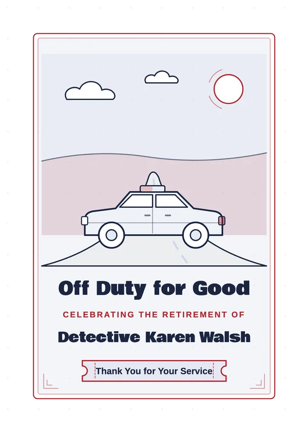 Off Duty for Good — Police retirement invitation