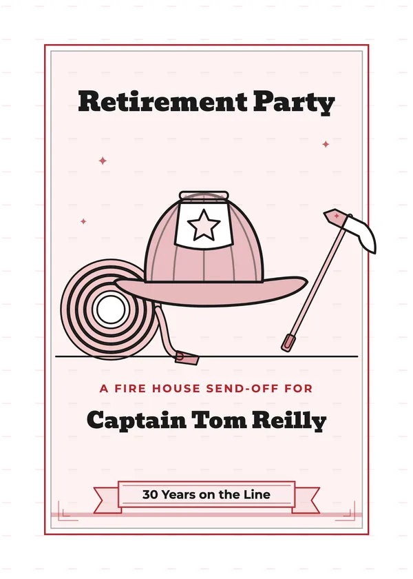 Fire House Send-Off — Firefighter retirement invitation