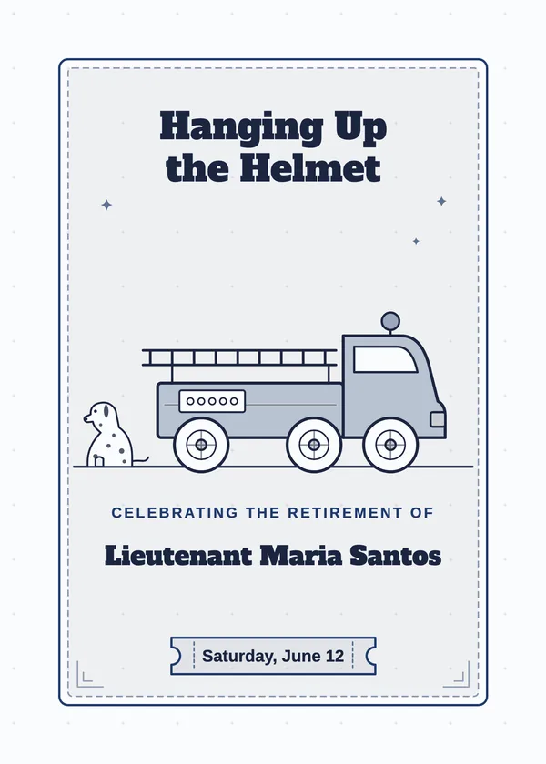 Hanging Up the Helmet — Firefighter retirement invitation