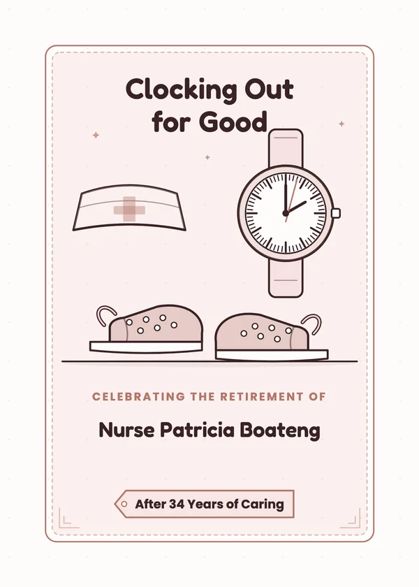 Clocking Out for Good — Doctor, Nurse & Pharmacy retirement invitation