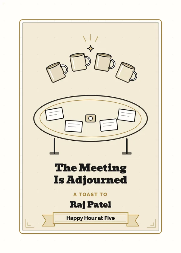 The Meeting Is Adjourned — Office & Coworkers retirement invitation
