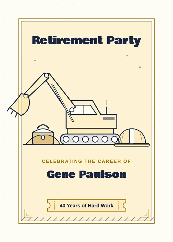 Excavator — Trades & Construction retirement invitation
