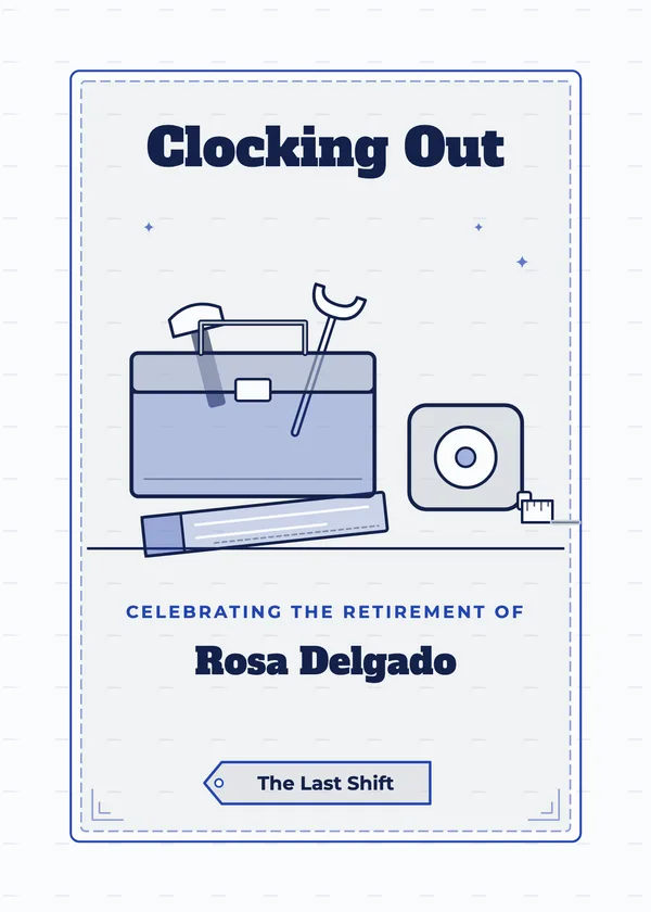 Clocking Out — Trades & Construction retirement invitation