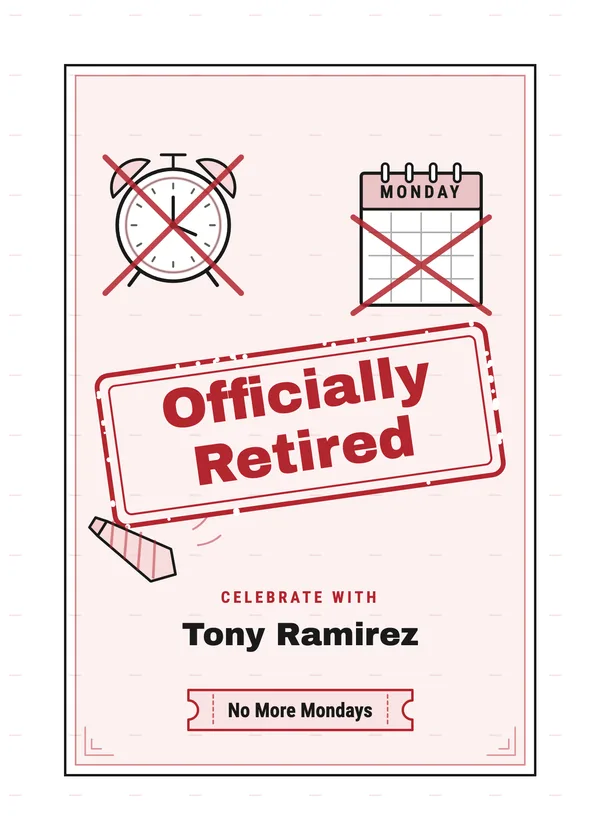 Officially Retired — Funny retirement invitation