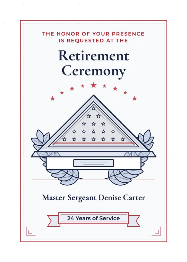 Folded Flag — military retirement invitation