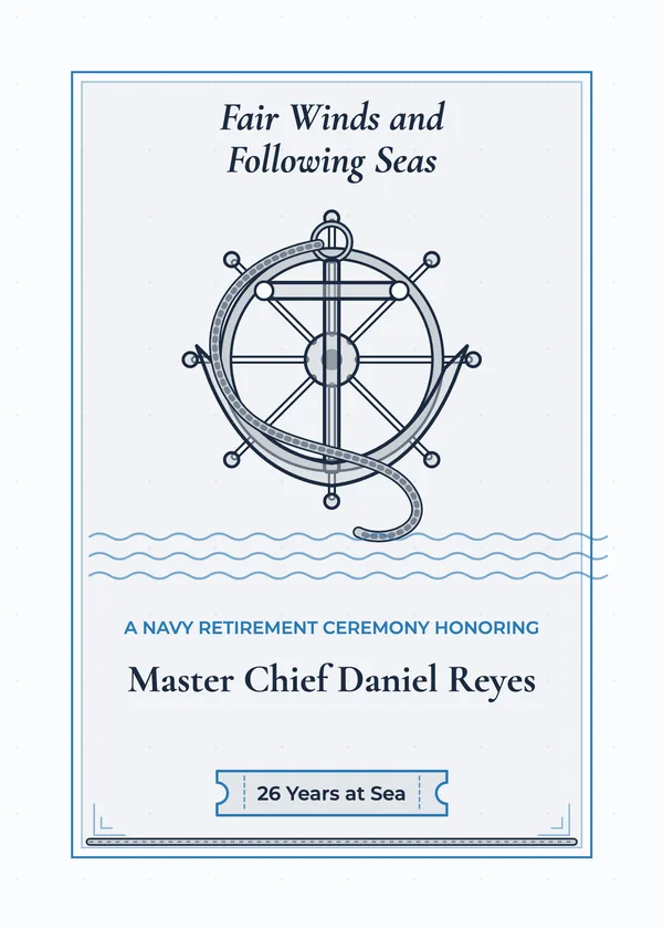 Fair Winds — Navy & Coast Guard retirement invitation
