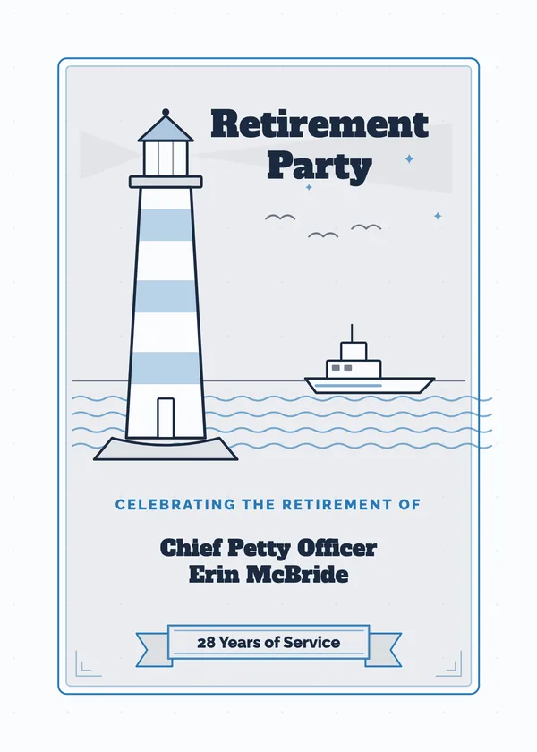 Lighthouse — Navy & Coast Guard retirement invitation