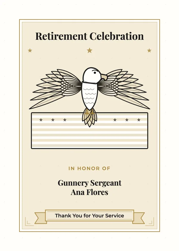 Eagle & Stripes — Army & Marines retirement invitation
